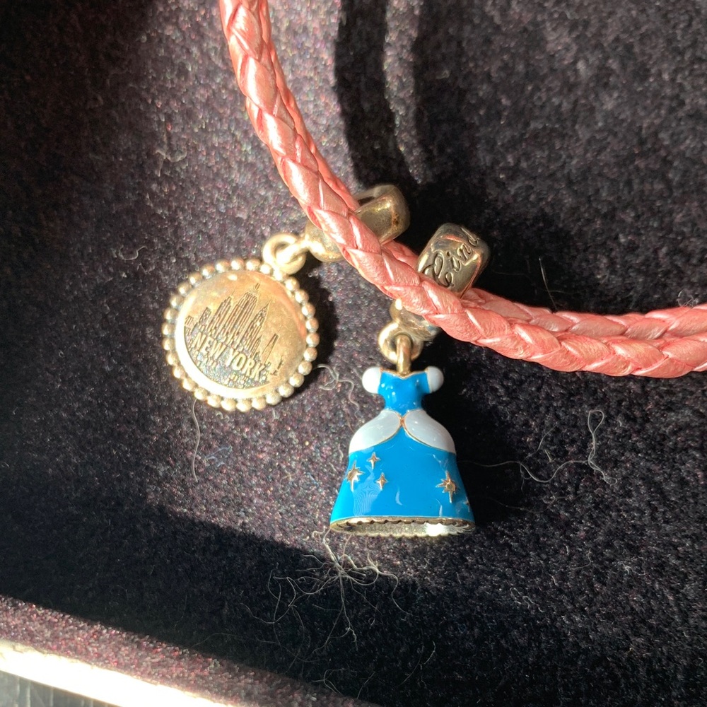 Pandora Pink Braided Bracelet with Blue Charm - Picture 2 of 3